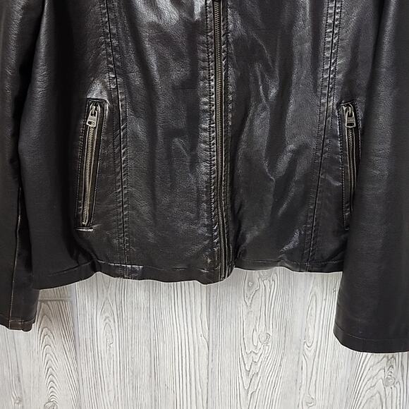Levi's Mens Faux Leather Hooded Racer Jacket Size Large - Picture 3 of 14